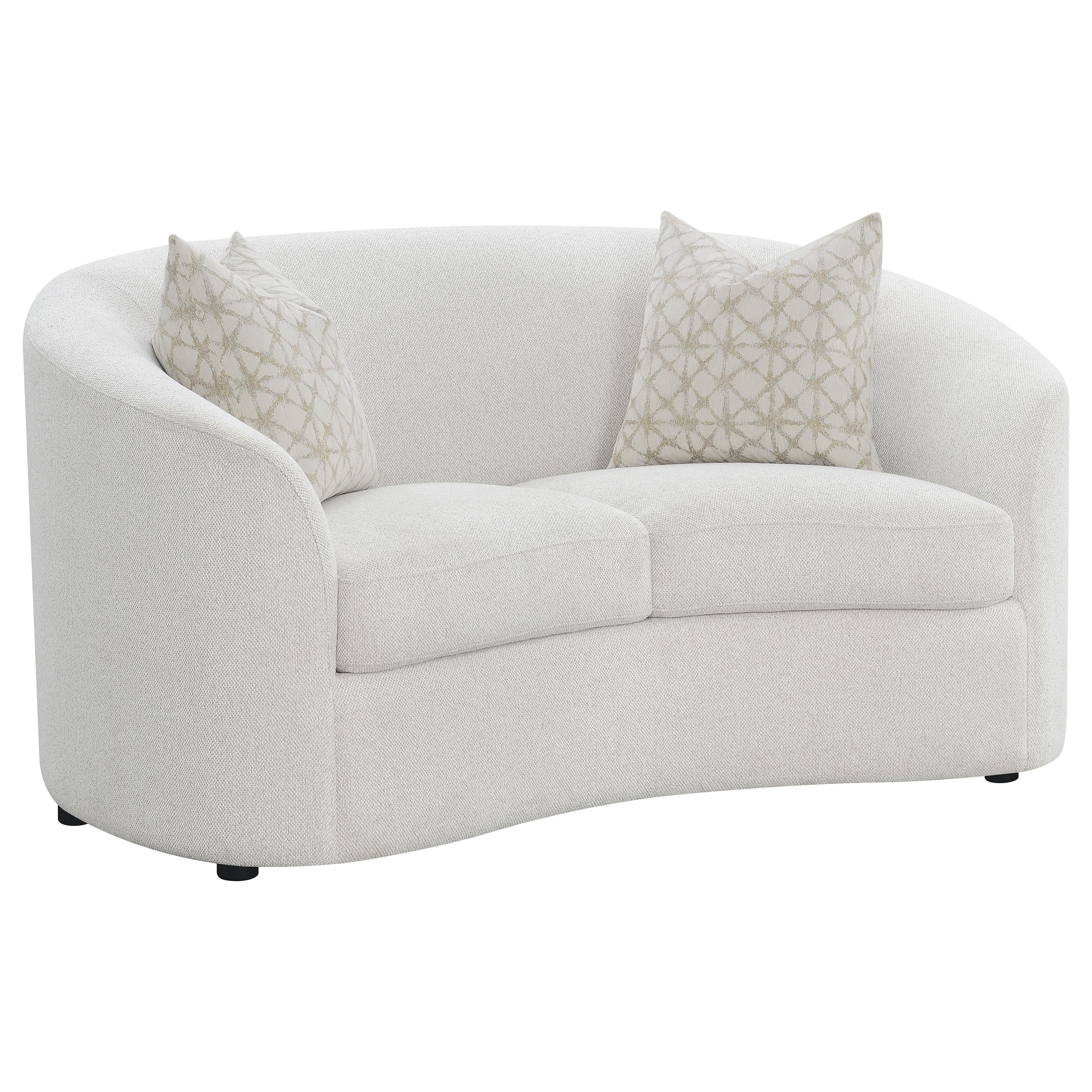 Coaster Furniture Rainn 509172 Boucle Upholstered Sloped Arm Loveseat - Latte IMAGE 1